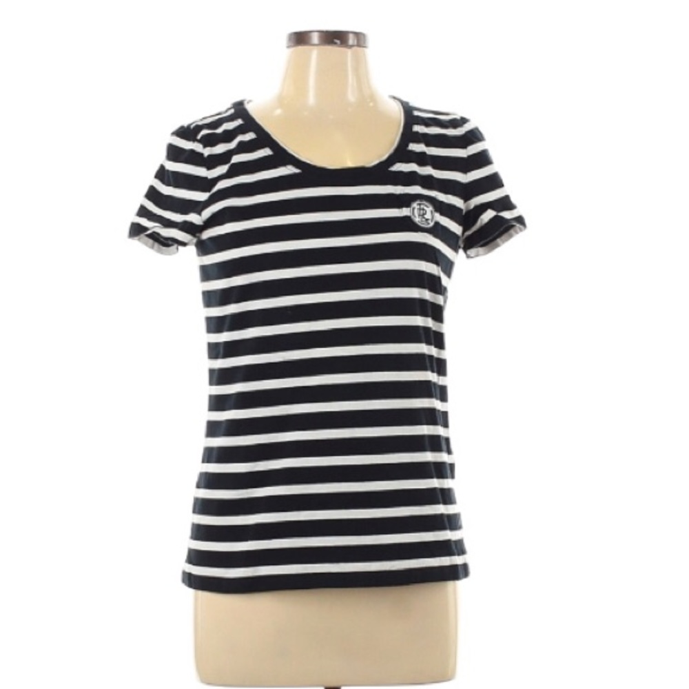 Lauren Active Ralph Lauren Striped Top, Size Large, Black White